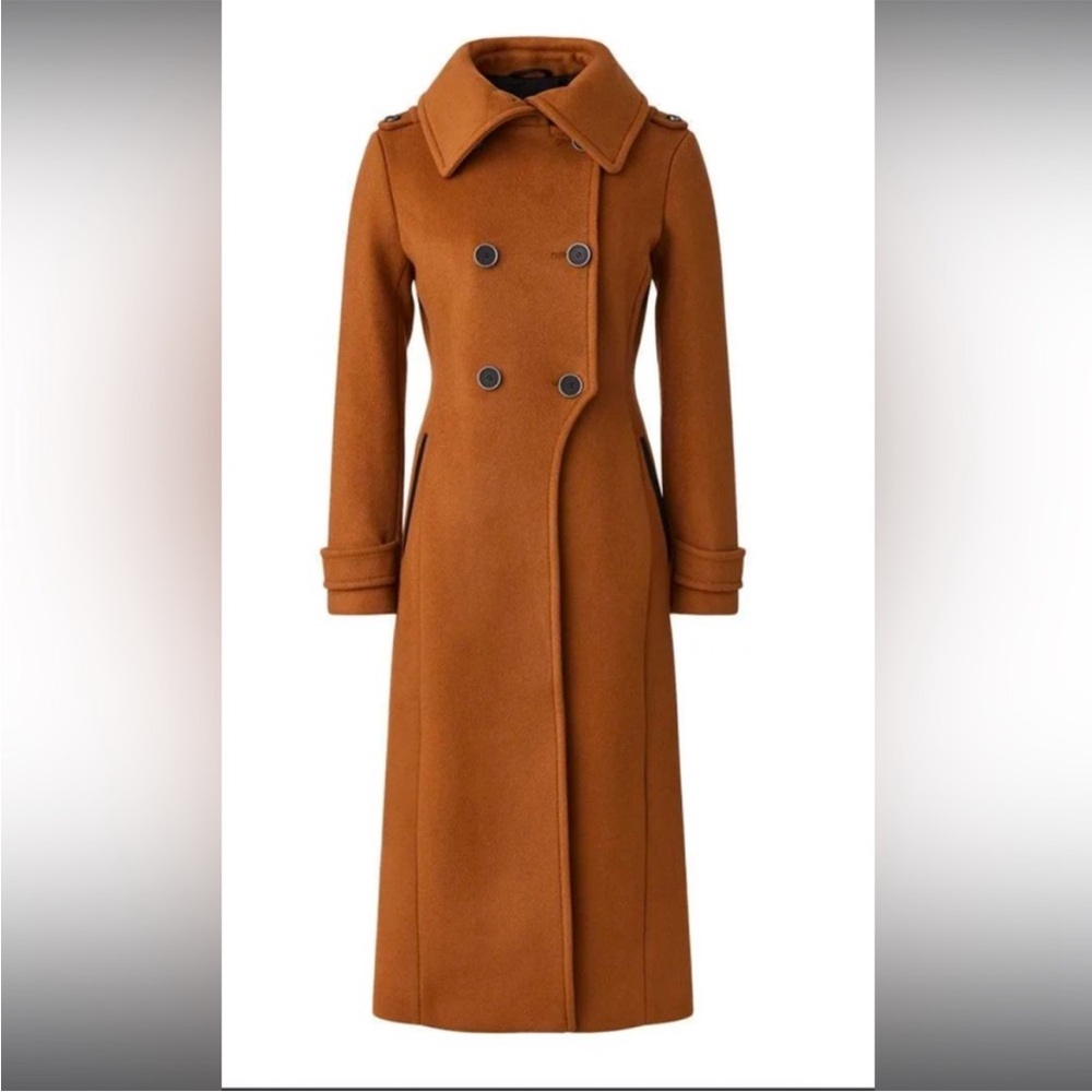 Mackage Long Double-Breasted Wool Coat in Camel